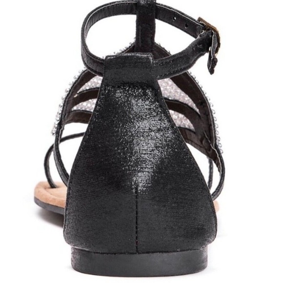 Muk Luks Women's Black Linzie Gladiator Sandals Silver Mesh Shoe Size 7 NEW - Picture 4 of 5